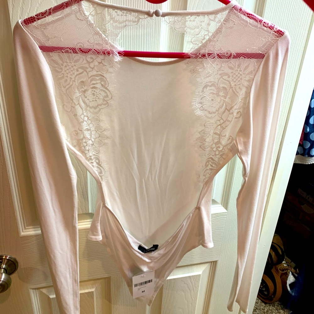 Forever 21 small white open back bodysuit